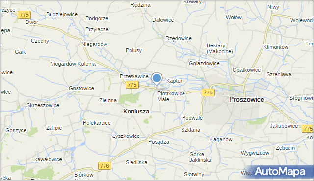 mapa Piotrkowice Małe, Piotrkowice Małe na mapie Targeo